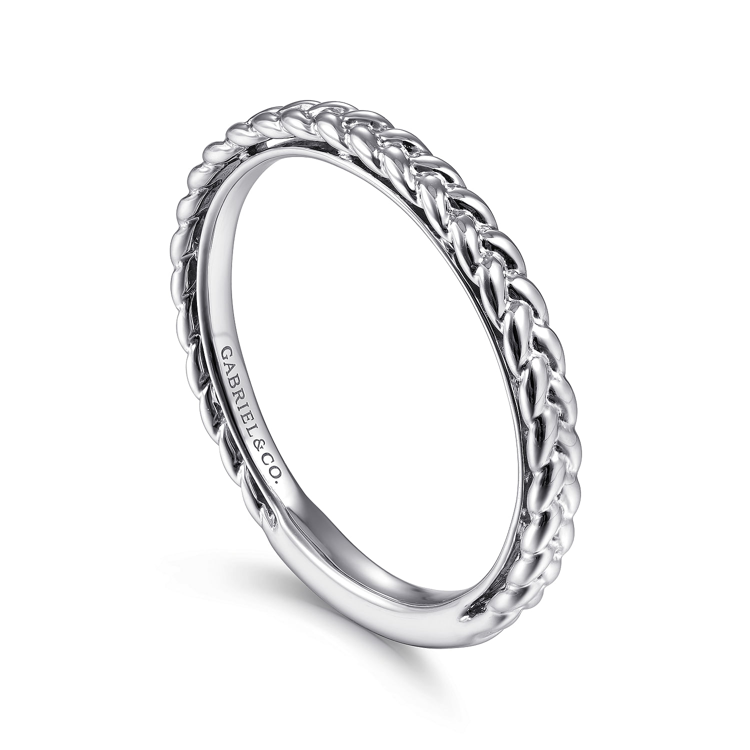 14K White Gold Braided Stackable Ring - Shot 3