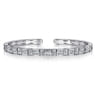 14K White Gold Bujukan Bangle With Diamond Baguette Stations - 1.6 ct