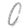 14K White Gold Bujukan Bangle With Diamond Baguette Stations - 1.6 ct