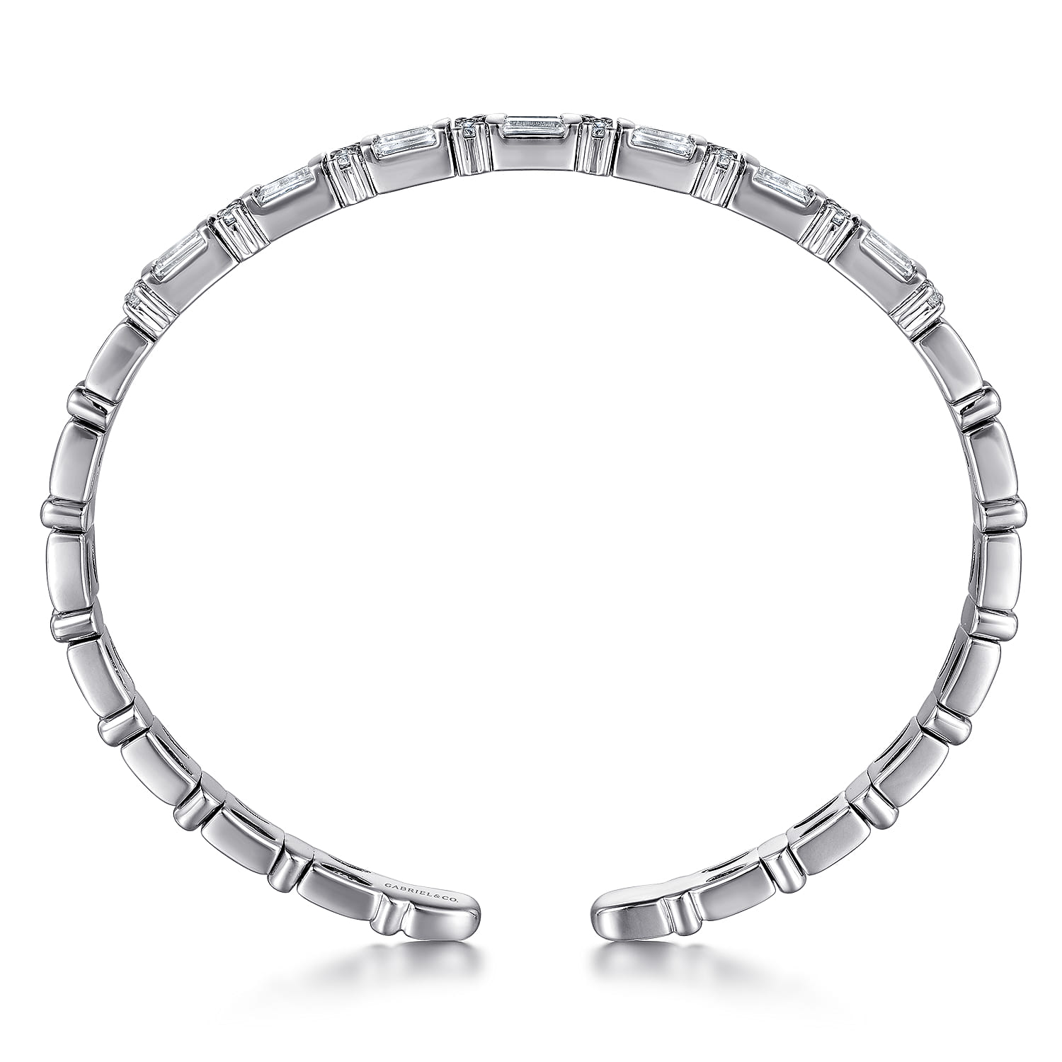 14K White Gold Bujukan Bangle with Diamond Baguette Stations - 1.6 ct - Shot 3