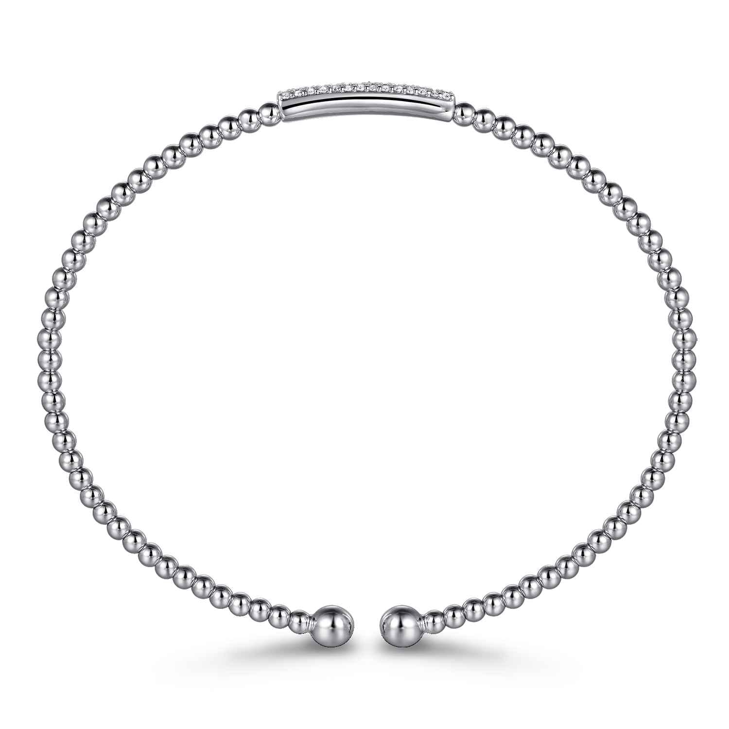 14K White Gold Bujukan Bead Bangle with Diamonds - 0.13 ct - Shot 3