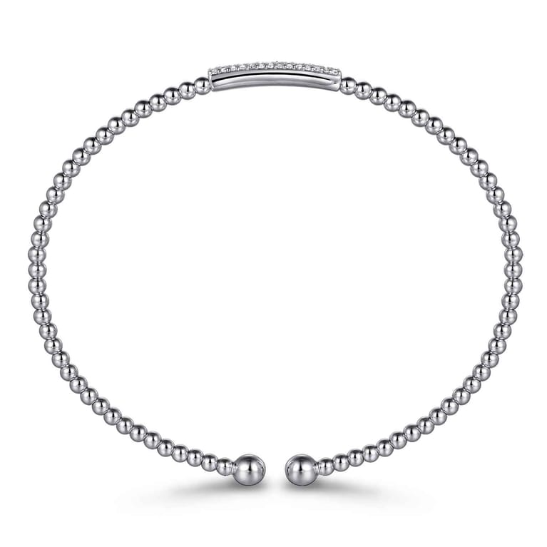 14K White Gold Bujukan Bead Bangle with Diamonds - 0.13 ct - Shot 3