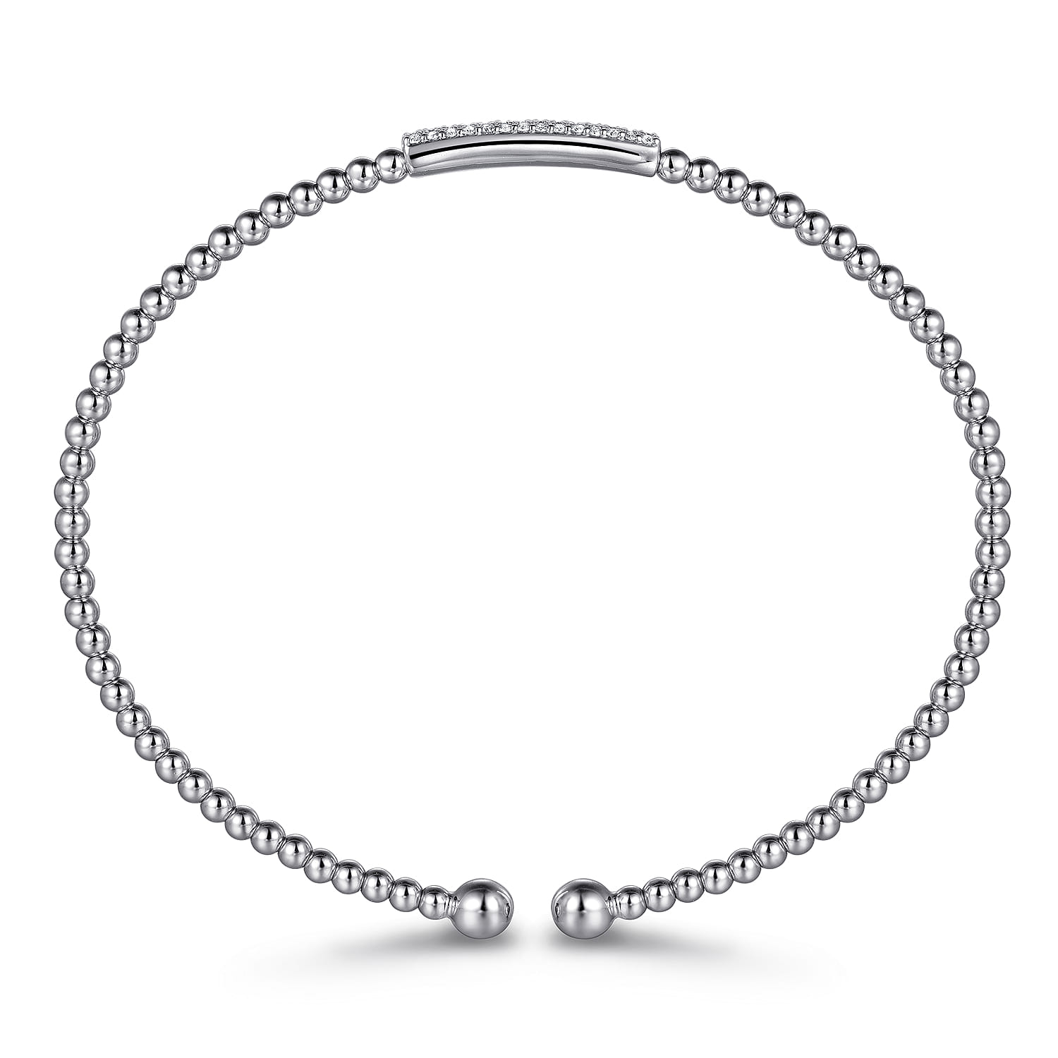 14K White Gold Bujukan Bead Bangle with Diamonds - 0.14 ct - Shot 3