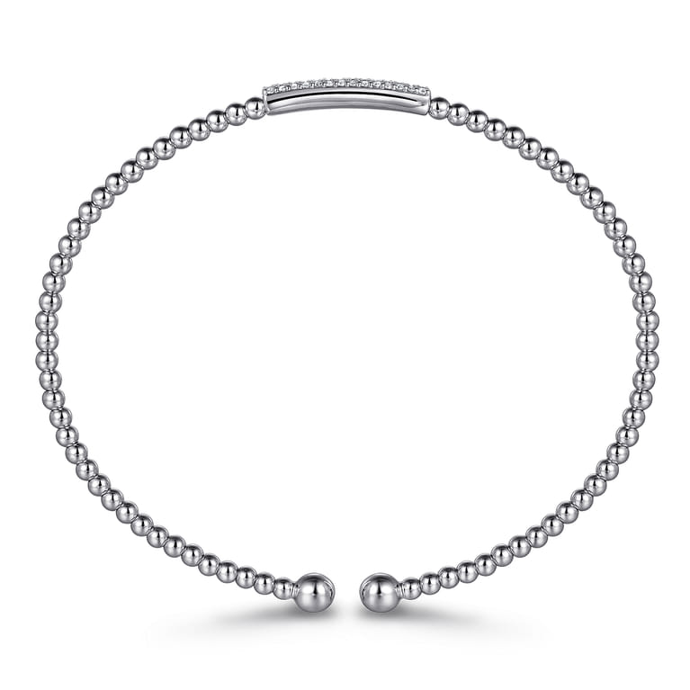14K White Gold Bujukan Bead Bangle with Diamonds - 0.14 ct - Shot 3