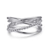 14K White Gold Bujukan Bead Criss Cross Ring