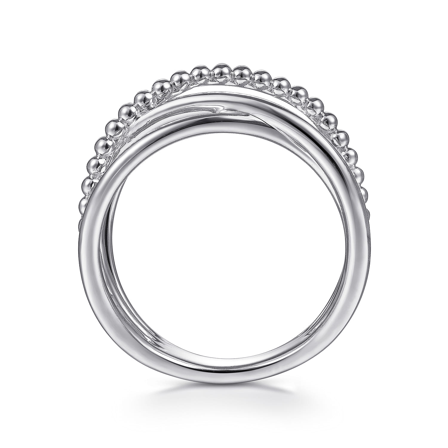 14K White Gold Bujukan Bead Criss Cross Ring - Shot 2