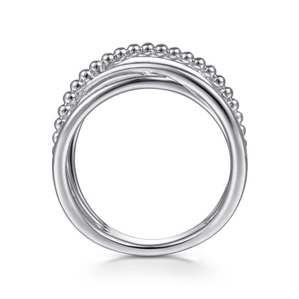 14K White Gold Bujukan Bead Criss Cross Ring