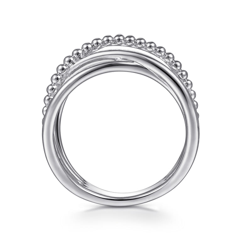 14K White Gold Bujukan Bead Criss Cross Ring - Shot 2