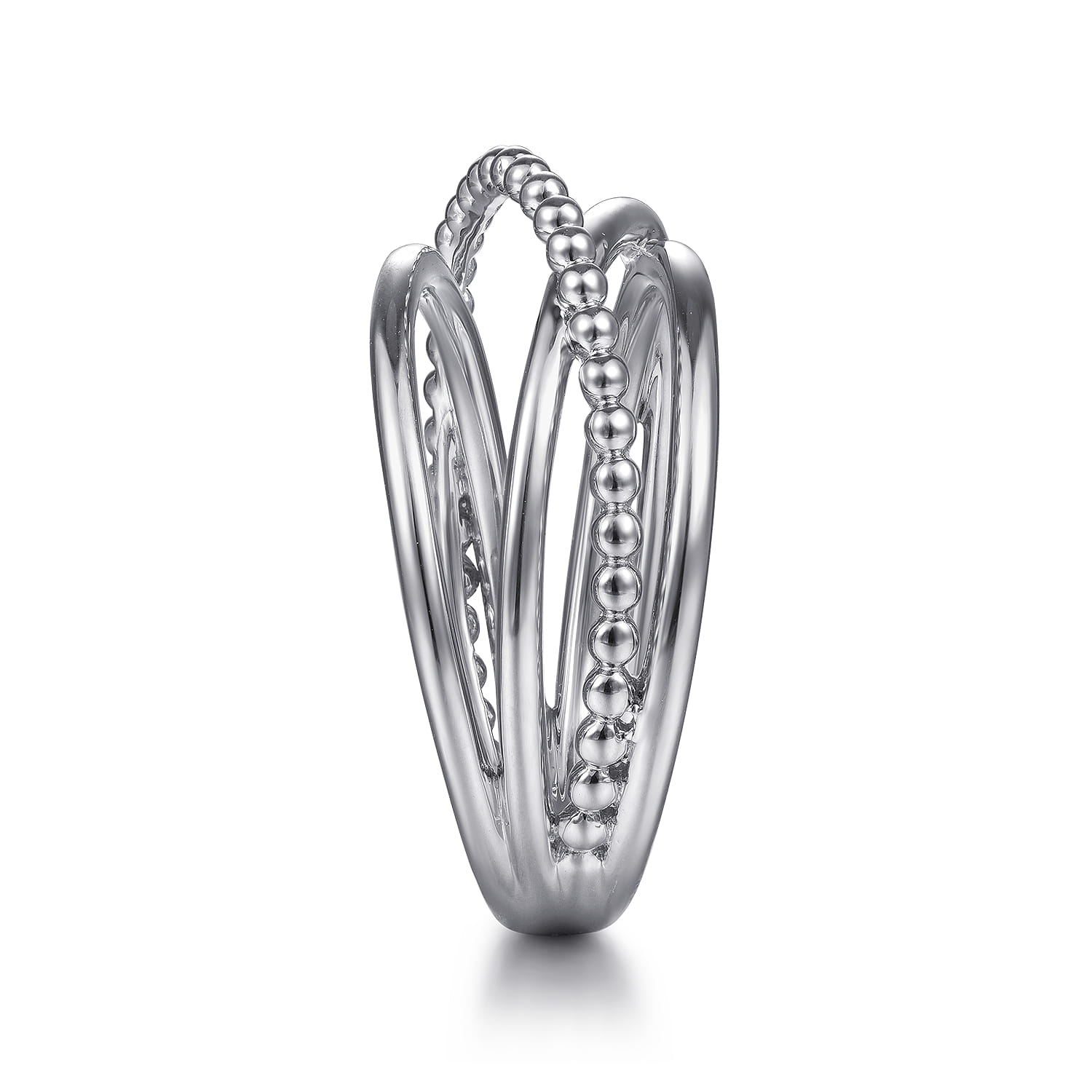 14K White Gold Bujukan Bead Criss Cross Ring - Shot 4