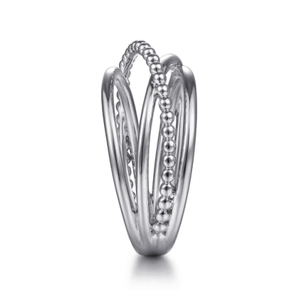 14K White Gold Bujukan Bead Criss Cross Ring