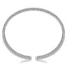 14K White Gold Bujukan Bead Cuff Bangle with Inner Diamond Channel - 0.35 ct