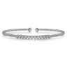 14K White Gold Bujukan Bead Cuff Bracelet with Bezel Set Diamond Stations - 0.15 ct