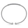14K White Gold Bujukan Bead Cuff Bracelet with Bezel Set Diamond Stations - 0.15 ct