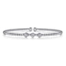 14K White Gold Bujukan Bead Cuff Bracelet with Cluster Diamond Hexagon Stations - 0.14 ct
