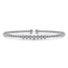 14K White Gold Bujukan Bead Cuff Bracelet with Cluster Diamond Stations - 0.14 ct
