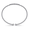 14K White Gold Bujukan Bead Cuff Bracelet with Cluster Diamond Stations - 0.14 ct