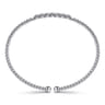 14K White Gold Bujukan Bead Cuff Bracelet with Cluster Diamond Stations - 0.14 ct