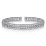 14K White Gold Bujukan Bead Cuff Bracelet with Diamond Bezel Connectors - 0.75 ct