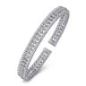 14K White Gold Bujukan Bead Cuff Bracelet with Diamond Bezel Connectors - 0.75 ct