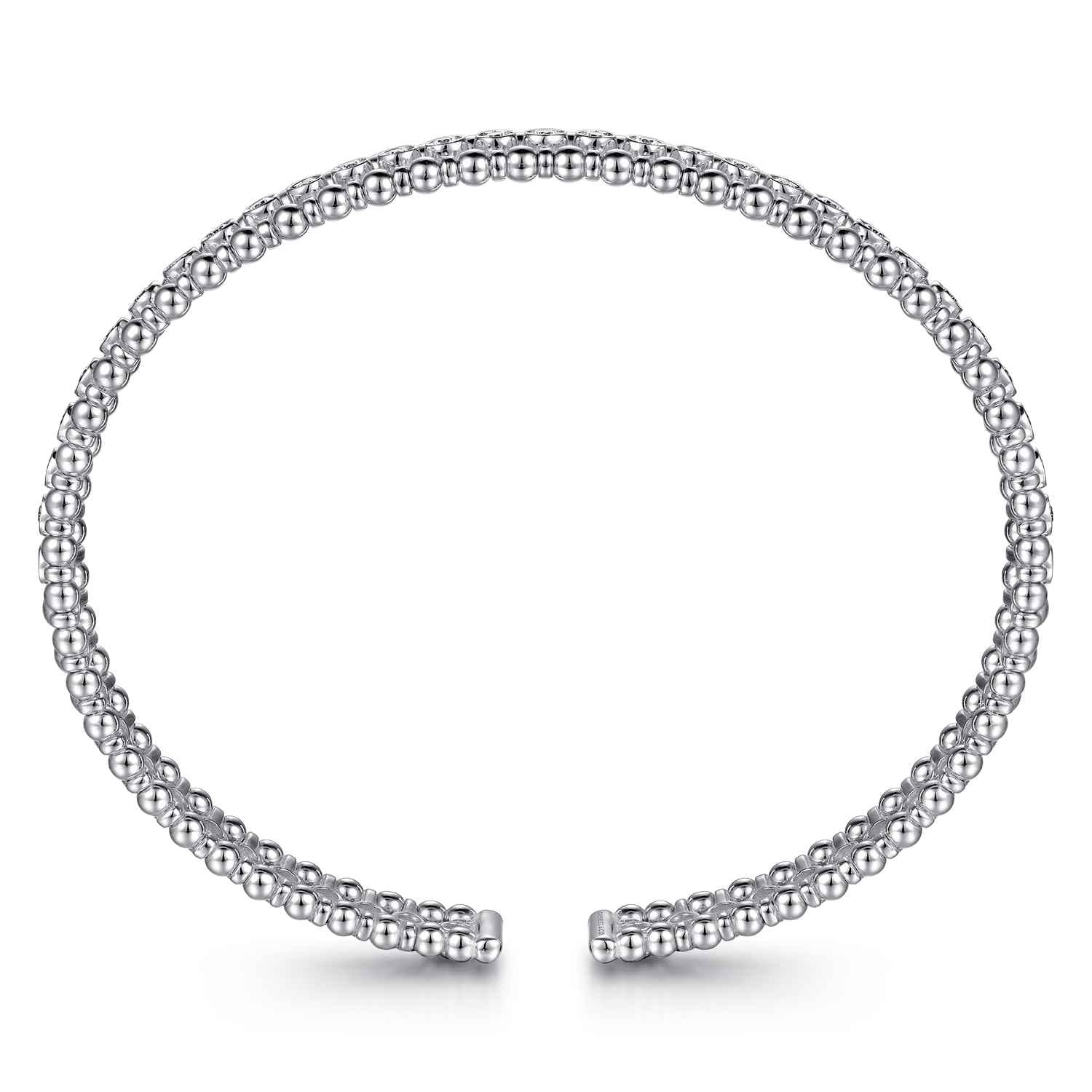 14K White Gold Bujukan Bead Cuff Bracelet with Diamond Bezel Connectors - 0.75 ct - Shot 3