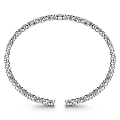 14K White Gold Bujukan Bead Cuff Bracelet with Diamond Bezel Connectors