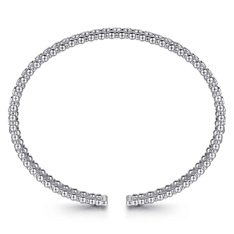 14K White Gold Bujukan Bead Cuff Bracelet with Diamond Bezel Connectors - 0.75 ct - Shot 3