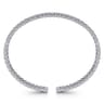 14K White Gold Bujukan Bead Cuff Bracelet with Diamond Bezel Connectors - 0.75 ct