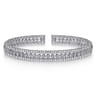 14K White Gold Bujukan Bead Cuff Bracelet with Diamond Bezel Connectors - 0.75 ct