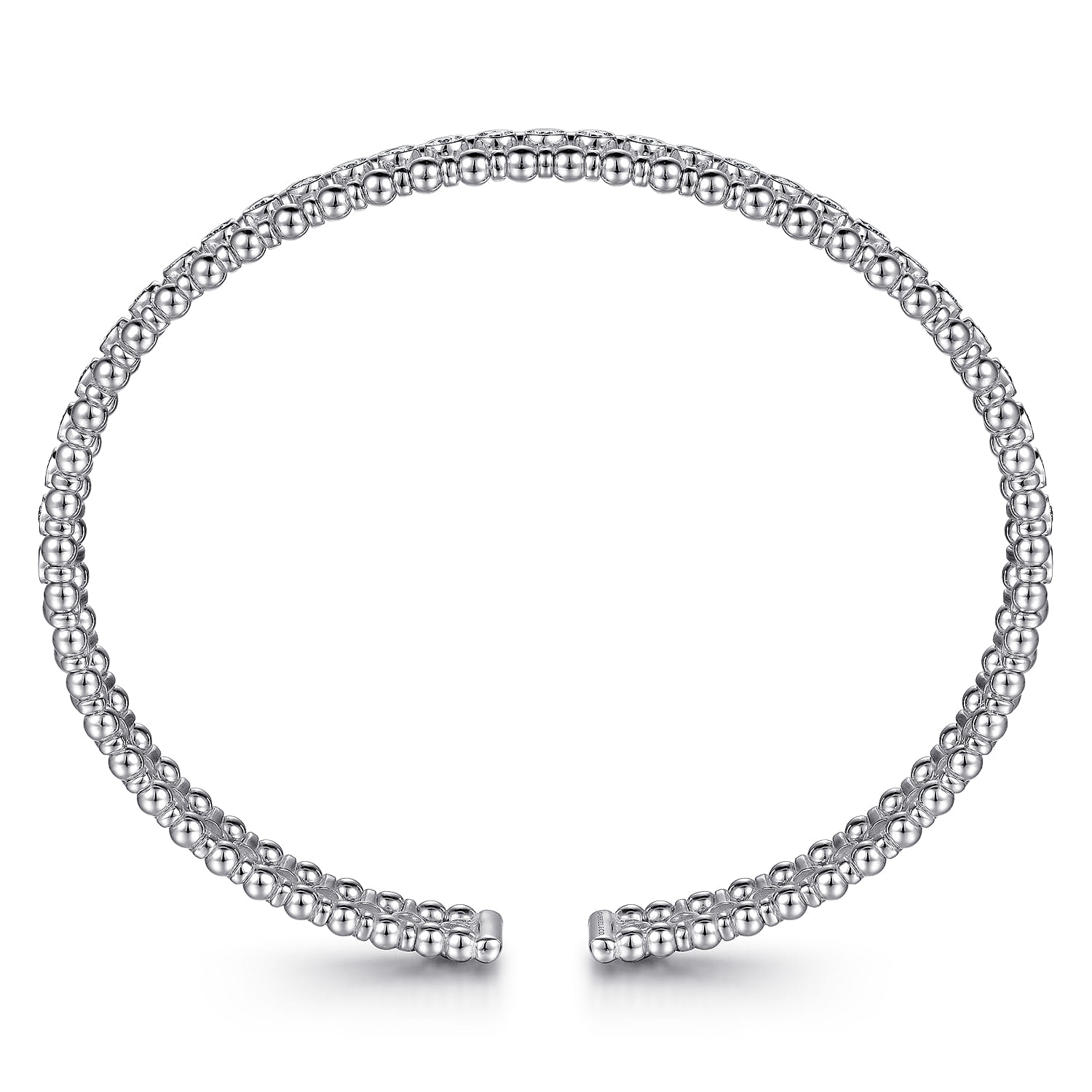 14K White Gold Bujukan Bead Cuff Bracelet with Diamond Bezel Connectors - 0.75 ct - Shot 3