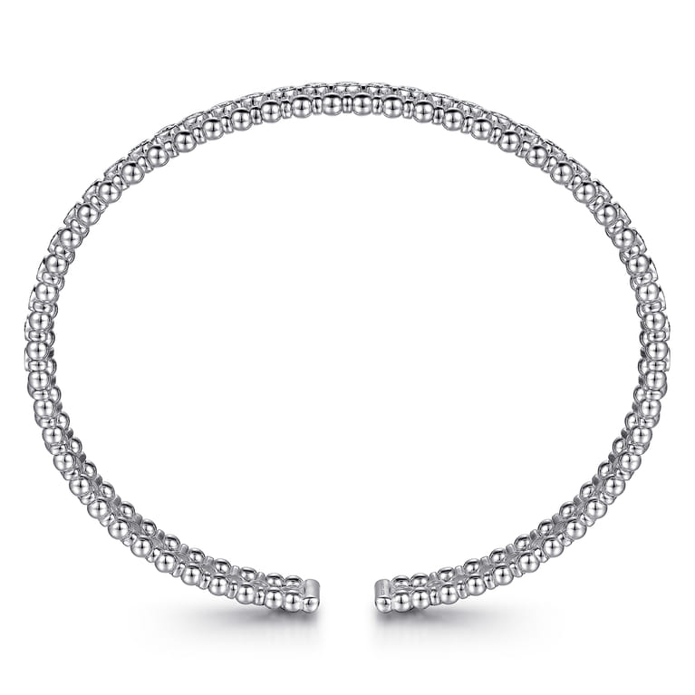 14K White Gold Bujukan Bead Cuff Bracelet with Diamond Bezel Connectors - 0.75 ct - Shot 3