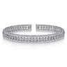 14K White Gold Bujukan Bead Cuff Bracelet with Diamond Bezel Connectors - 0.75 ct