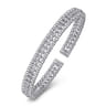 14K White Gold Bujukan Bead Cuff Bracelet with Diamond Bezel Connectors - 0.75 ct