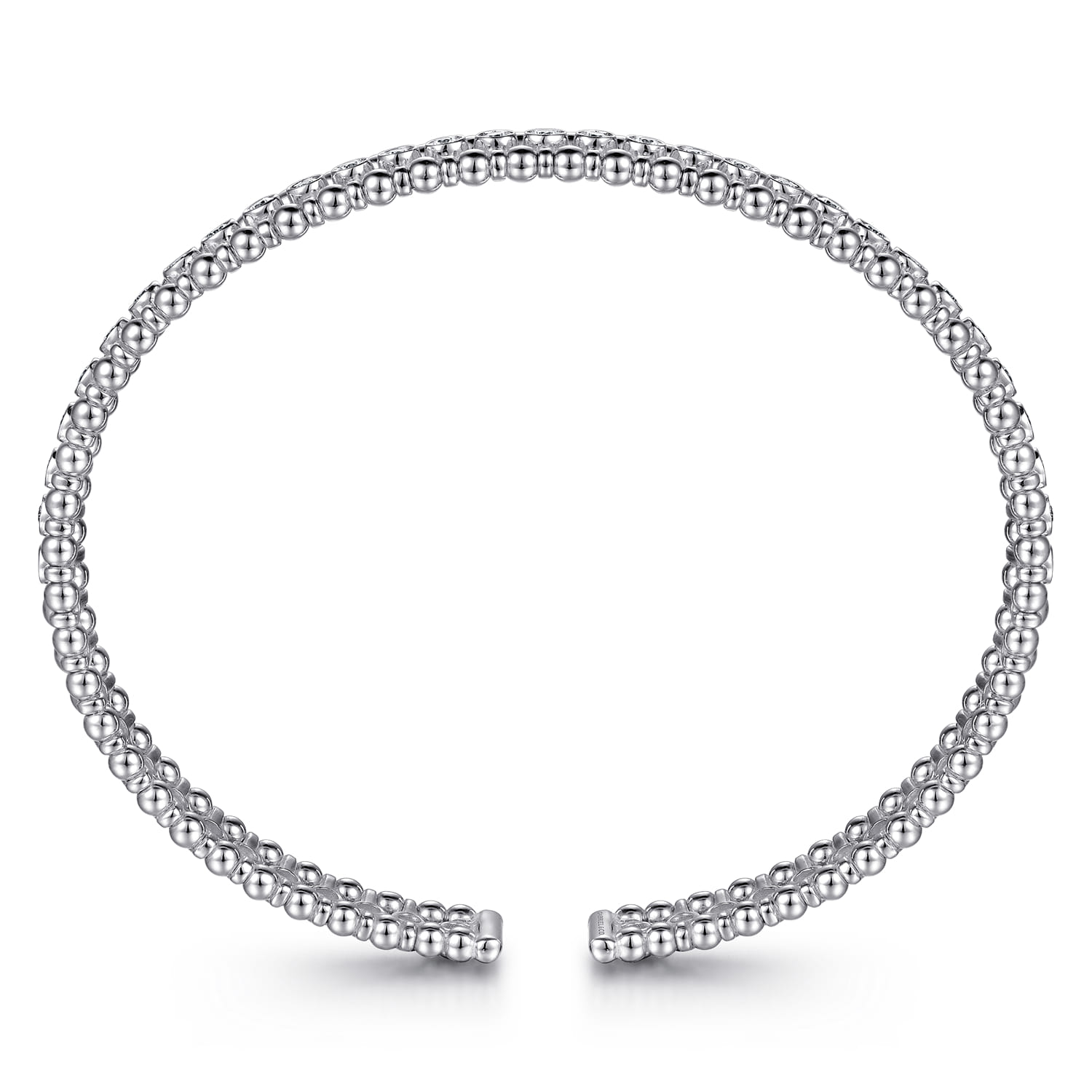 14K White Gold Bujukan Bead Cuff Bracelet with Diamond Bezel Connectors - 0.75 ct - Shot 3