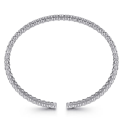 14K White Gold Bujukan Bead Cuff Bracelet with Diamond Bezel Connectors