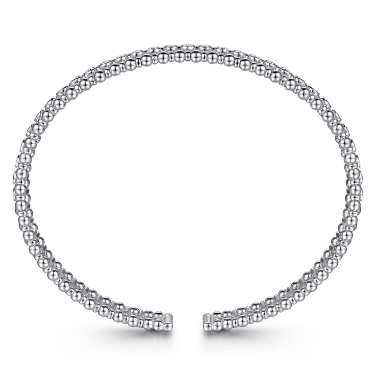 14K White Gold Bujukan Bead Cuff Bracelet with Diamond Bezel Connectors - 0.75 ct - Shot 3