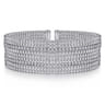 14K White Gold Bujukan Bead Cuff Bracelet with Diamond Channels - 1.3 ct