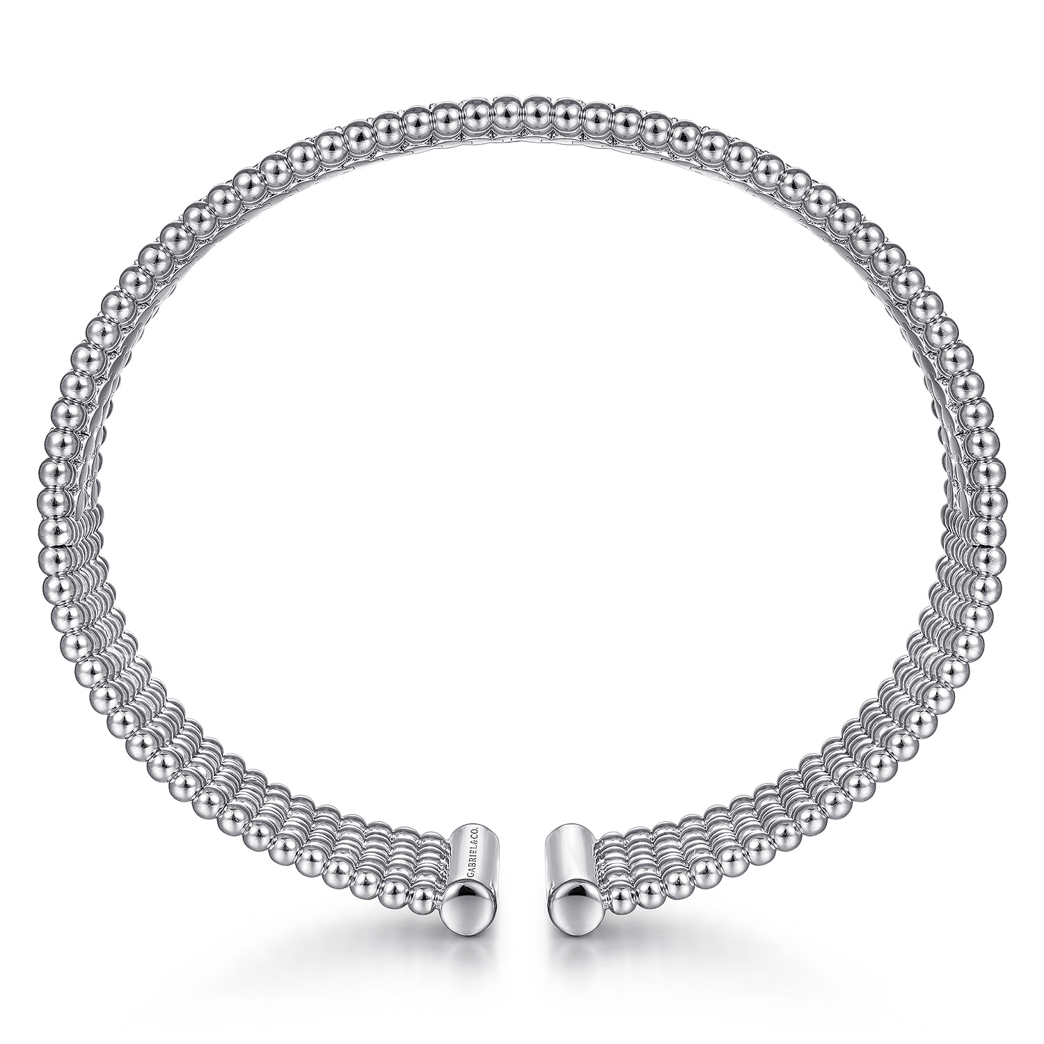 14K White Gold Bujukan Bead Cuff Bracelet with Diamond Channels - 1.3 ct - Shot 3