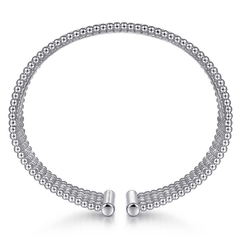 14K White Gold Bujukan Bead Cuff Bracelet with Diamond Channels - 1.3 ct - Shot 3