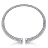 14K White Gold Bujukan Bead Cuff Bracelet with Diamond Channels - 1.3 ct
