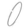 14K White Gold Bujukan Bead Cuff Bracelet with Diamond Pave Bars - 0.3 ct