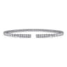 14K White Gold Bujukan Bead Cuff Bracelet with Diamond Pave Bars - 0.3 ct