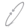 14K White Gold Bujukan Bead Cuff Bracelet with Diamond Pave Caps - 0.21 ct