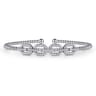 14K White Gold Bujukan Bead Cuff Bracelet with Diamond Pave Links - 0.6 ct