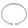 14K White Gold Bujukan Bead Cuff Bracelet with Diamond Pave Links - 0.6 ct