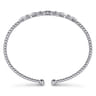 14K White Gold Bujukan Bead Cuff Bracelet with Diamond Pave Links - 0.6 ct