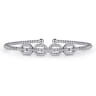 14K White Gold Bujukan Bead Cuff Bracelet with Diamond Pave Links - 0.6 ct
