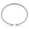 14K White Gold Bujukan Bead Cuff Bracelet with Diamond Pave Links - 0.6 ct