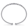 14K White Gold Bujukan Bead Cuff Bracelet with Diamond Pave Links - 0.6 ct