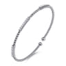 14K White Gold Bujukan Bead Cuff Bracelet with Diamond Pave Stations - 0.45 ct