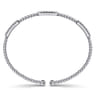 14K White Gold Bujukan Bead Cuff Bracelet with Diamond Pave Stations - 0.45 ct